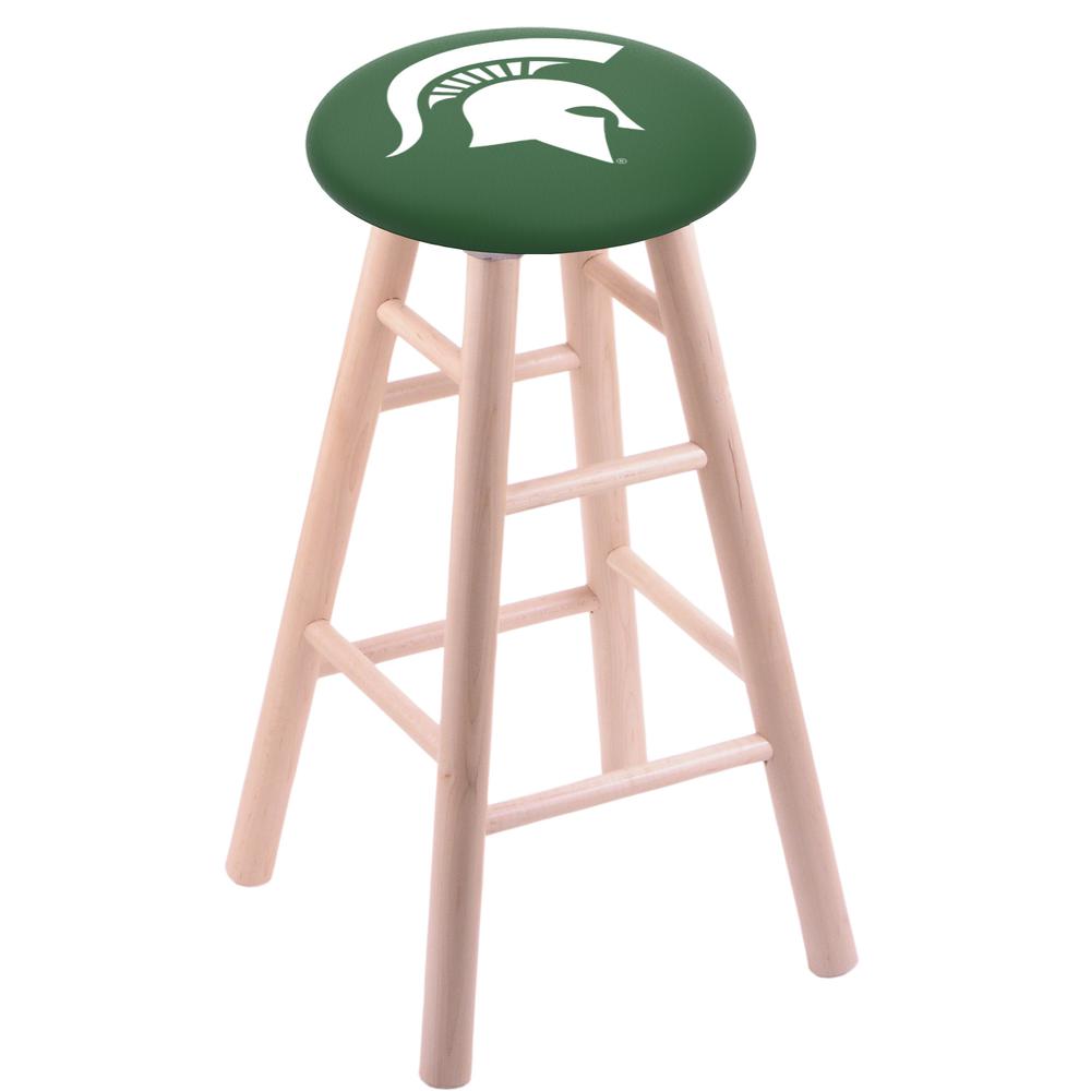 Maple Counter Stool in Natural Finish with Michigan State Seat. Picture 1