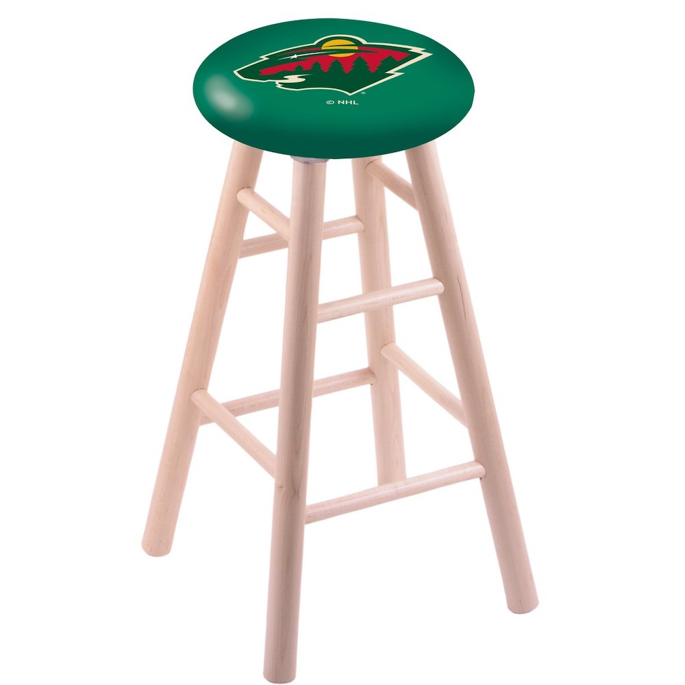 Maple Counter Stool in Natural Finish with Minnesota Wild Seat. The main picture.