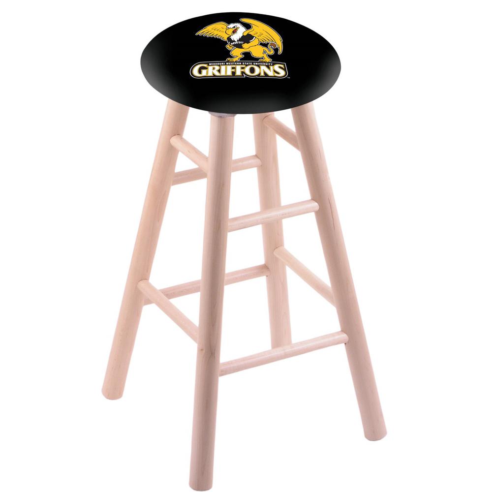 Maple Counter Stool in Natural Finish with Missouri Western State Seat. The main picture.
