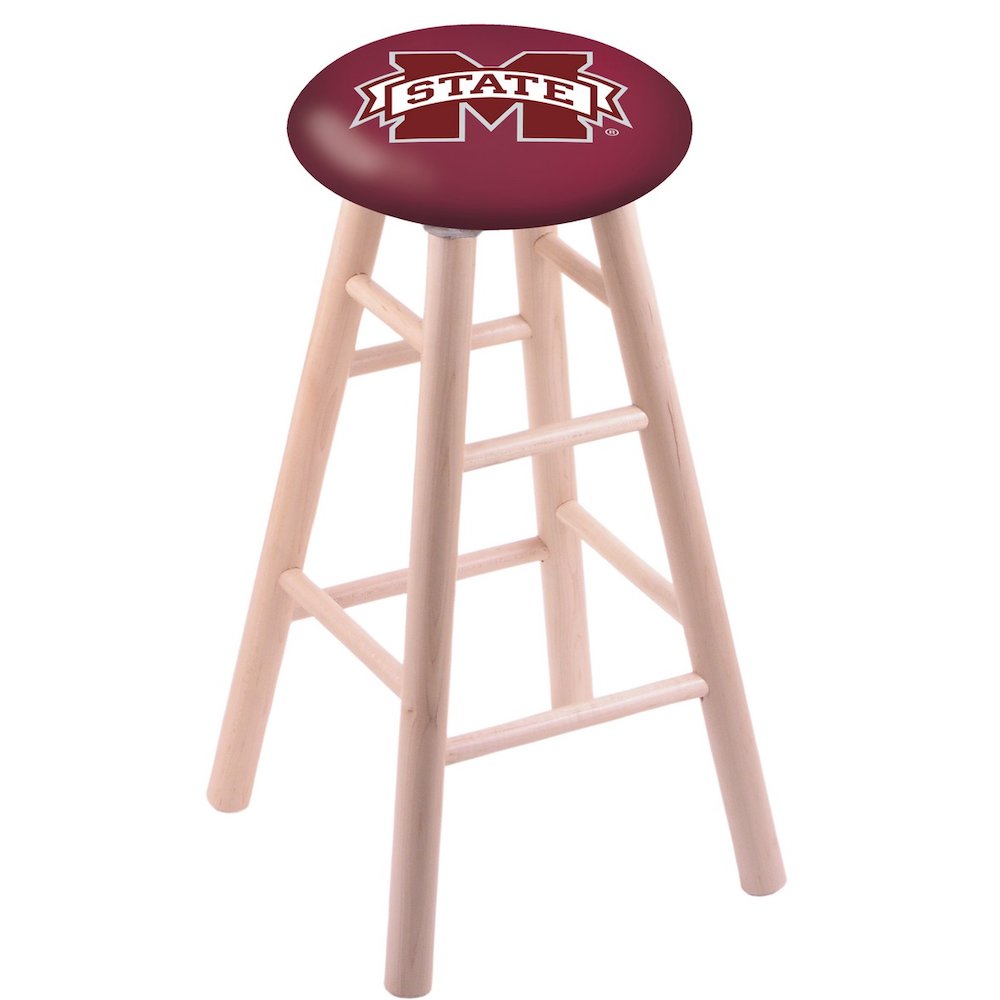 Maple Counter Stool in Natural Finish with Mississippi State Seat. Picture 1