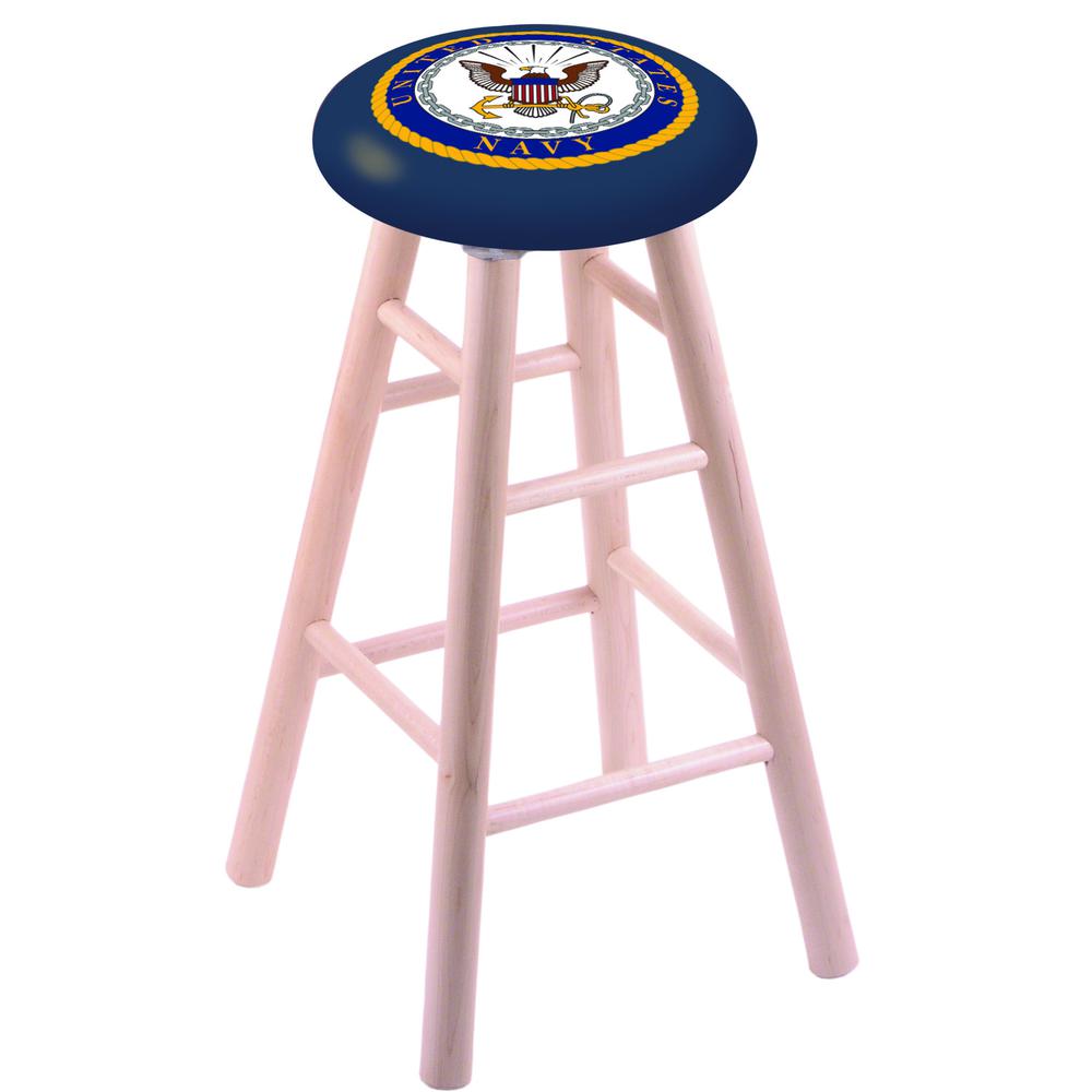 Maple Bar Stool in Natural Finish with U.S. Navy Seat. Picture 1