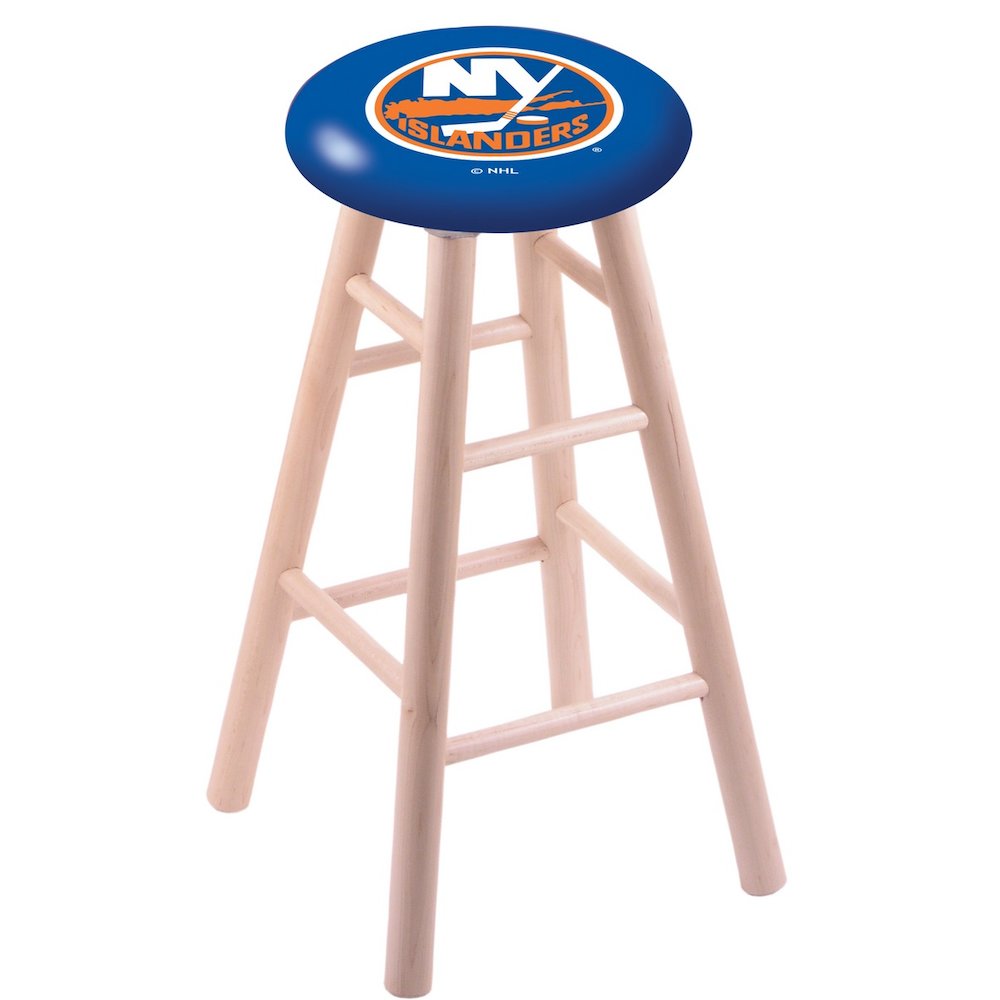 Maple Counter Stool in Natural Finish with New York Islanders Seat. The main picture.