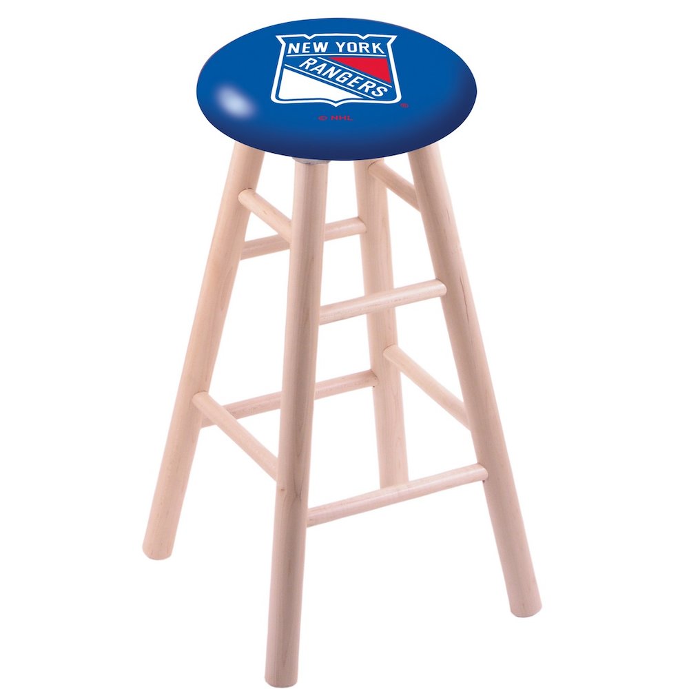 Maple Bar Stool in Natural Finish with New York Rangers Seat. Picture 1