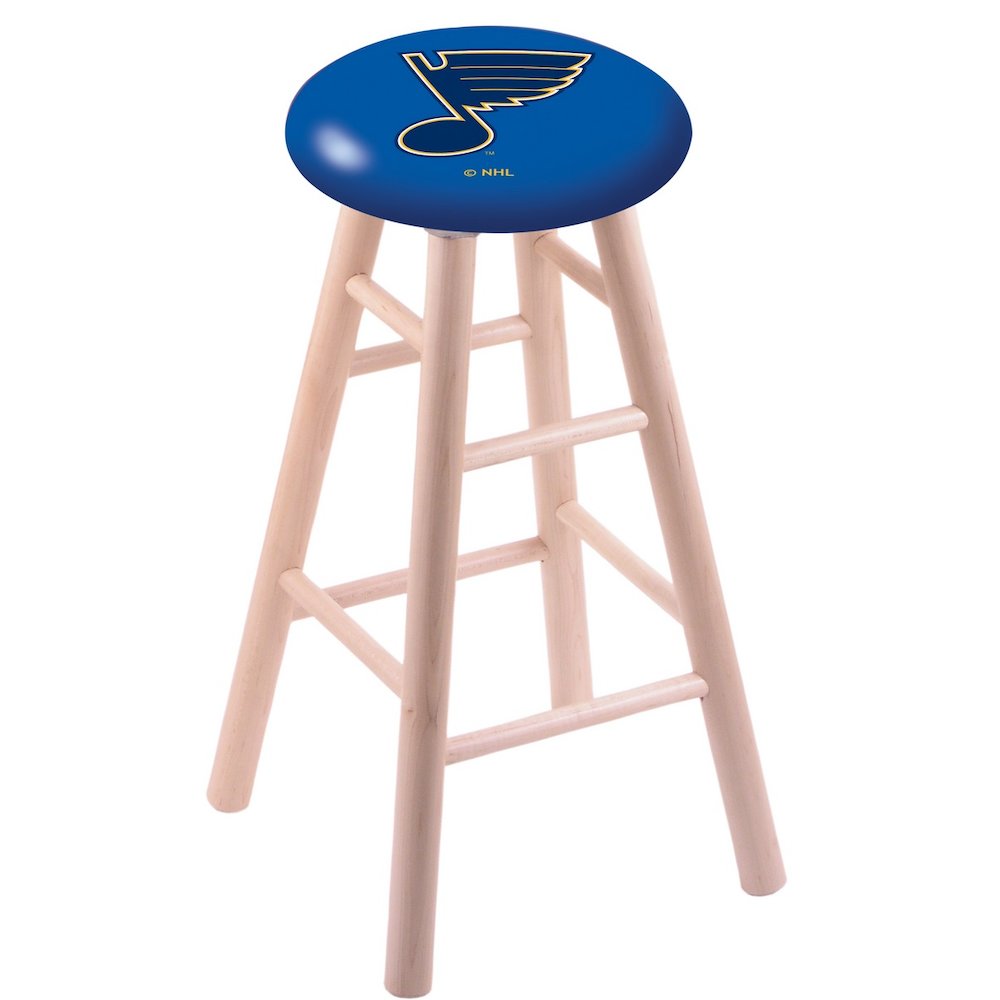 Maple Counter Stool in Natural Finish with St Louis Blues Seat. Picture 1