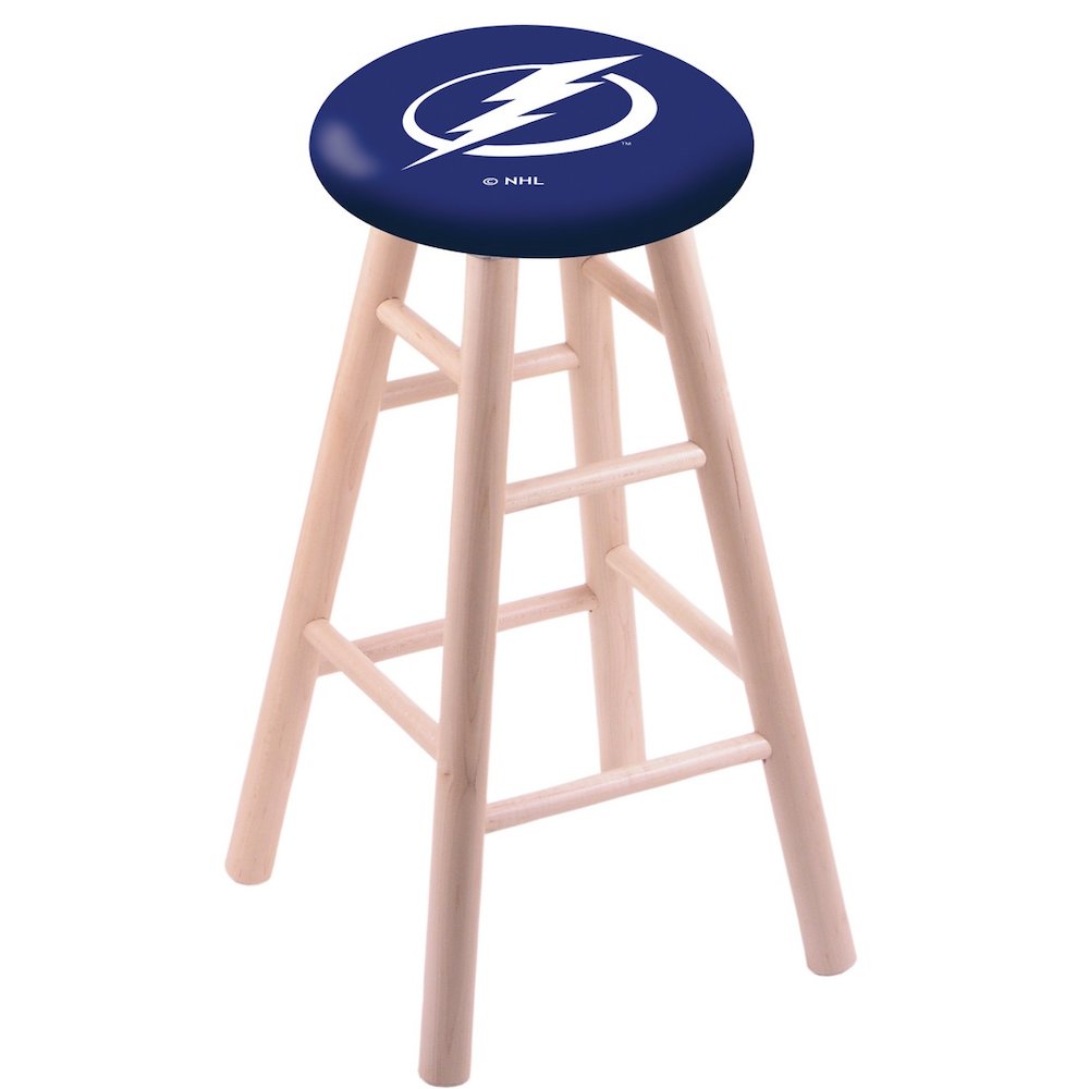 Maple Counter Stool in Natural Finish with Tampa Bay Lightning Seat. The main picture.