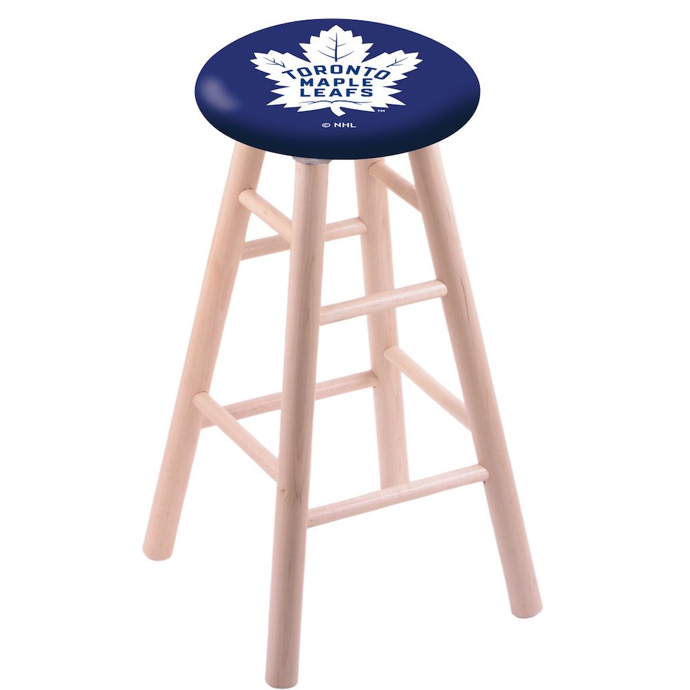 Maple Bar Stool in Natural Finish with Toronto Maple Leafs Seat. Picture 1