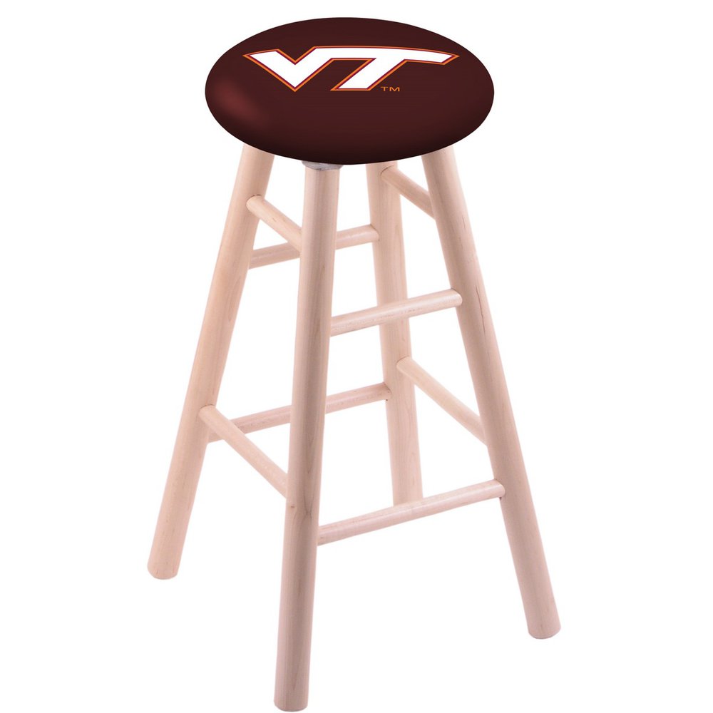 Maple Counter Stool in Natural Finish with Virginia Tech Seat. Picture 1
