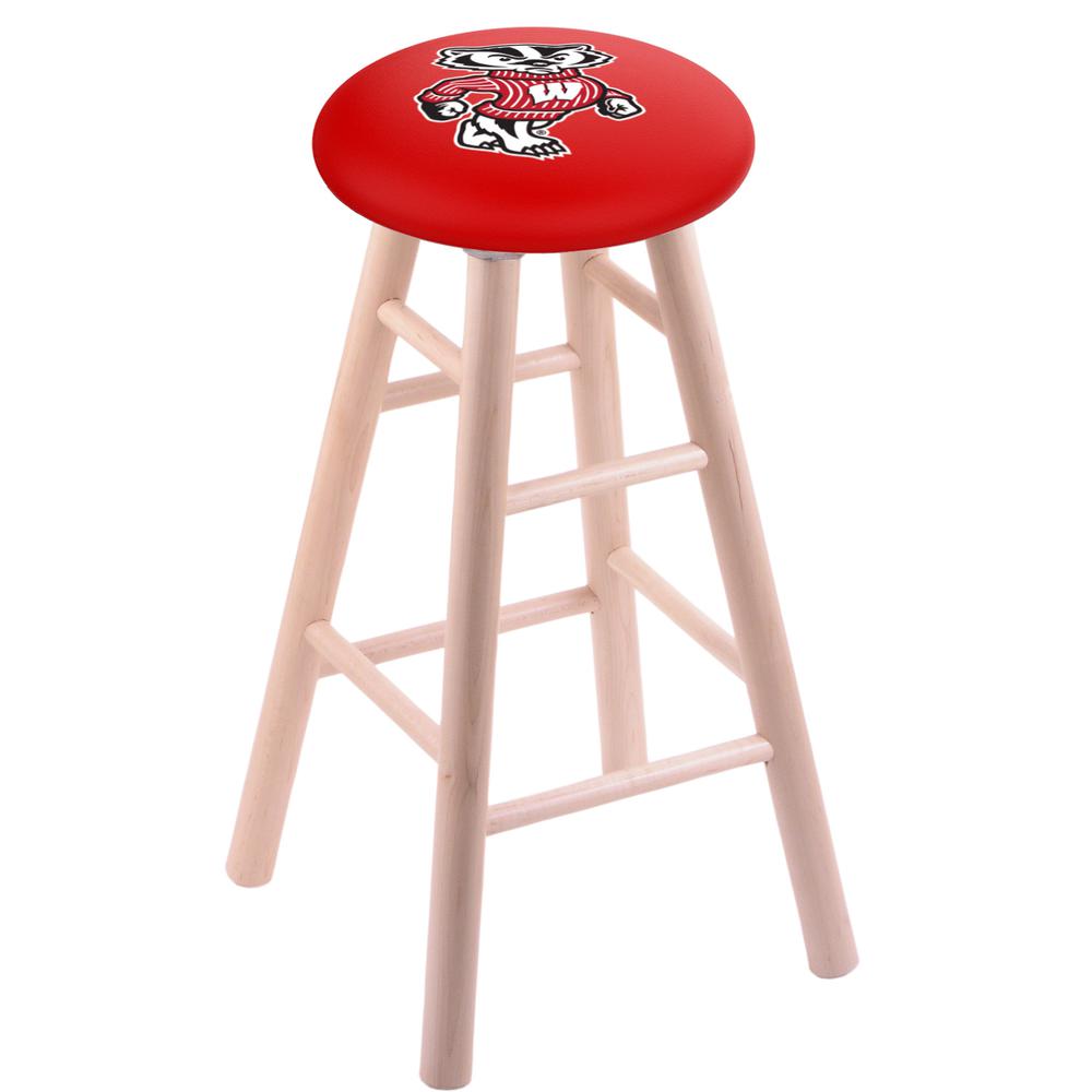 Maple Counter Stool in Natural Finish with Wisconsin "Badger" Seat. Picture 1