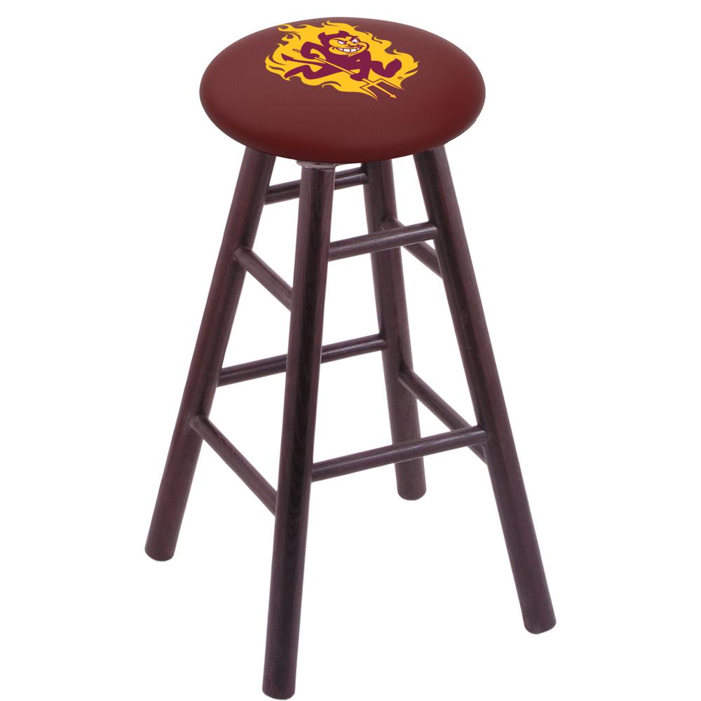 Oak Extra Tall Bar Stool in Dark Cherry Finish with Arizona State (Sparky) Seat. Picture 1