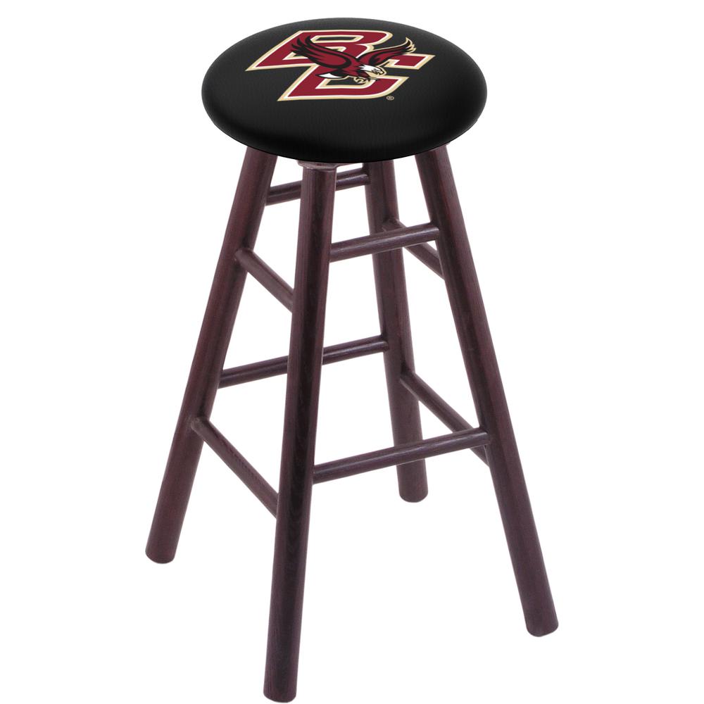 Oak Counter Stool in Dark Cherry Finish with Boston College Seat. Picture 1