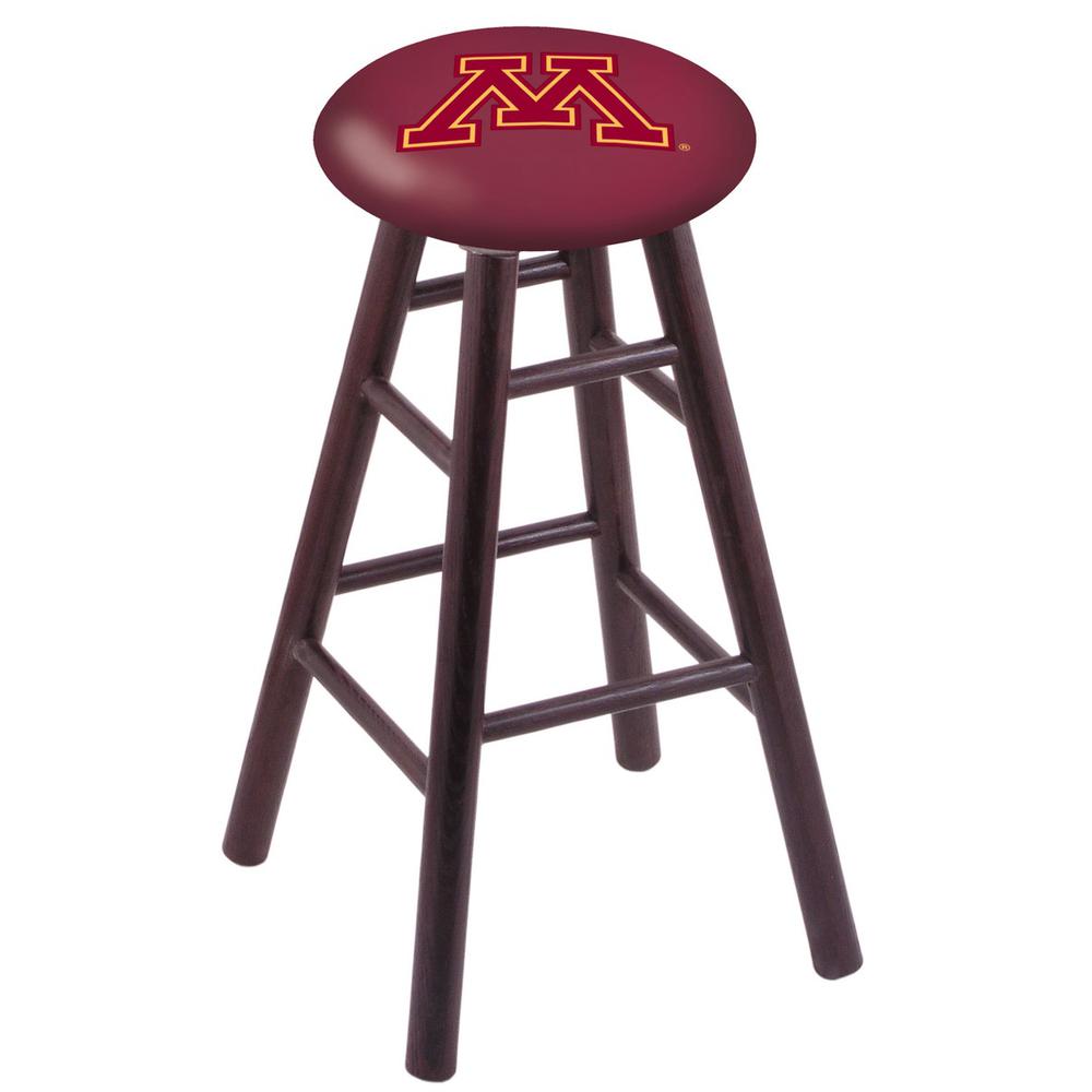 Oak Bar Stool in Dark Cherry Finish with Minnesota Seat. The main picture.