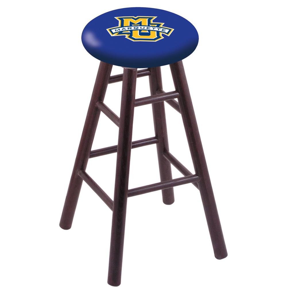 Oak Counter Stool in Dark Cherry Finish with Marquette University Seat. Picture 1