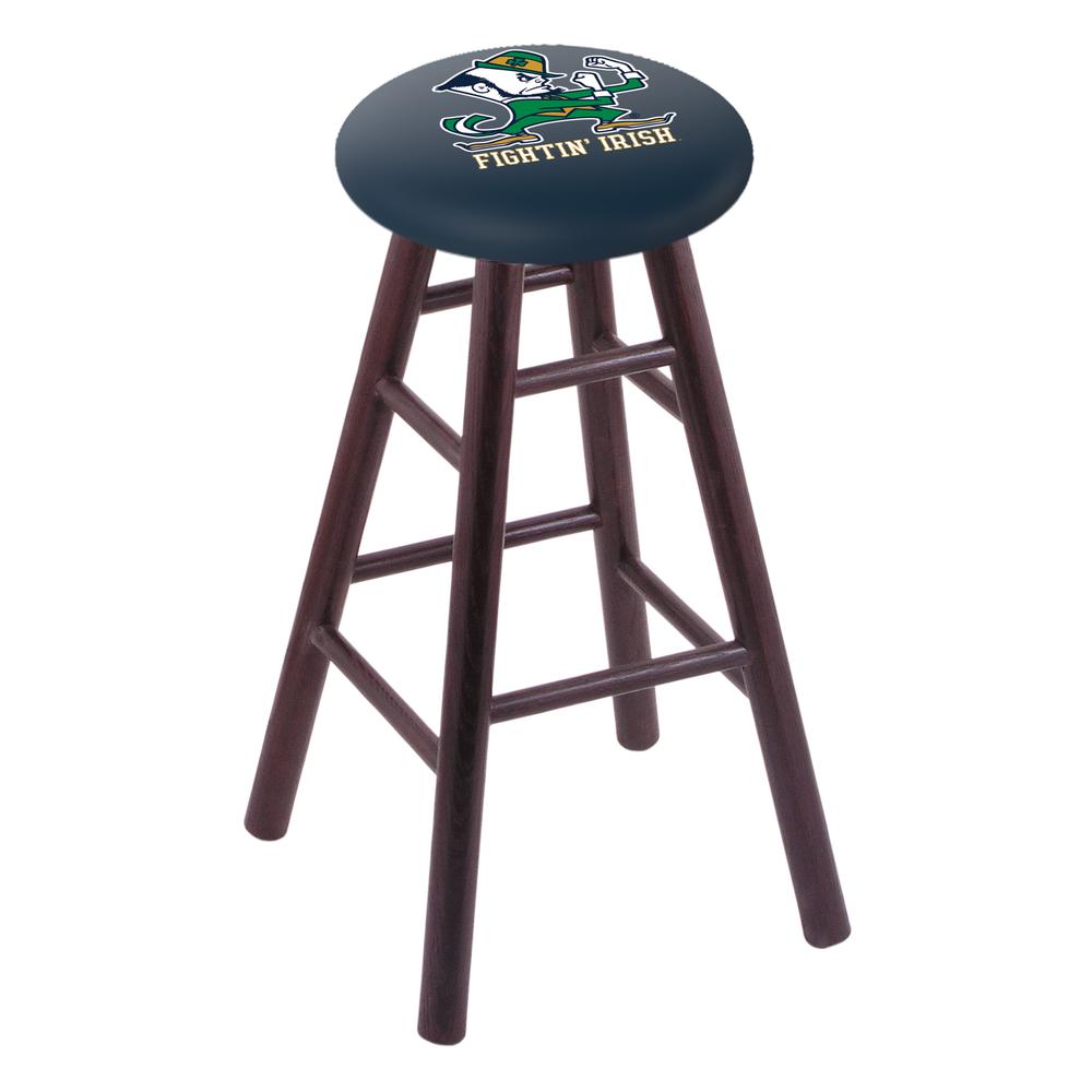 Oak Extra Tall Bar Stool in Dark Cherry Finish with Notre Dame (Leprechaun) Seat. Picture 1
