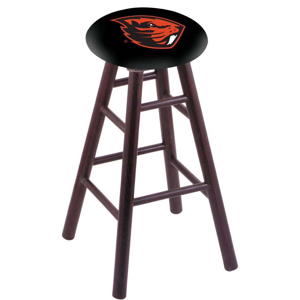 Oak Counter Stool in Dark Cherry Finish with Oregon State Seat. Picture 1