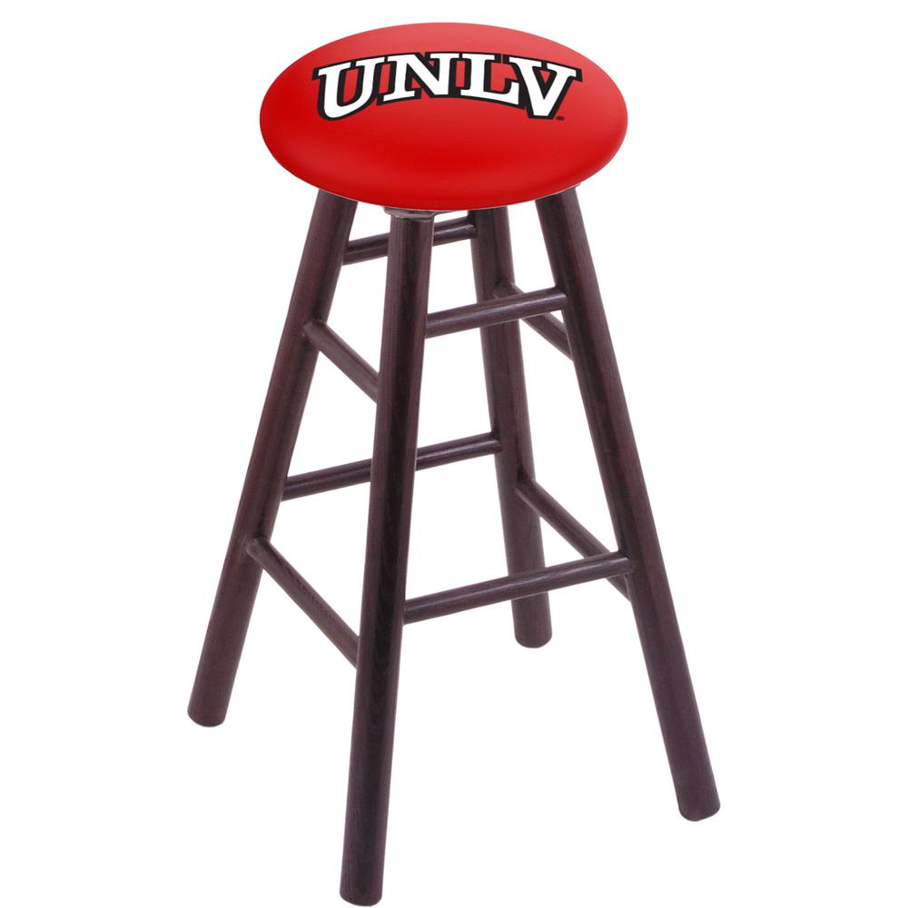 Oak Bar Stool in Dark Cherry Finish with UNLV Seat. Picture 1