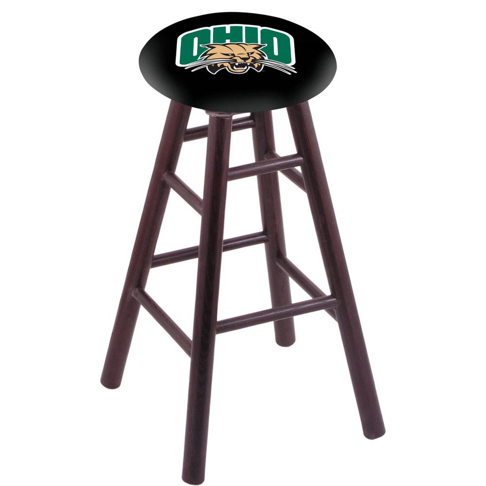 Oak Counter Stool in Dark Cherry Finish with Ohio University Seat. Picture 1