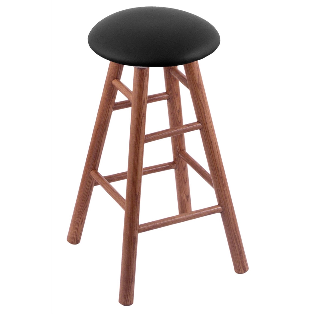 XL Oak Counter Stool in Medium Finish with Black Vinyl Seat. Picture 1