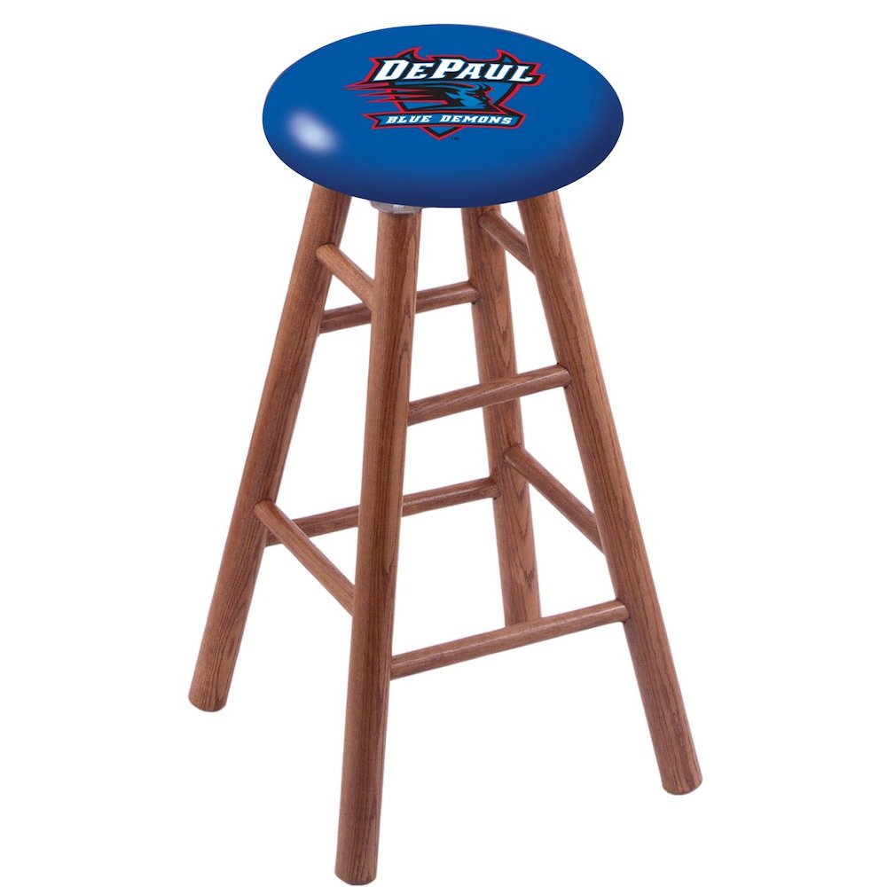 Oak Extra Tall Bar Stool in Medium Finish with DePaul Seat. Picture 1