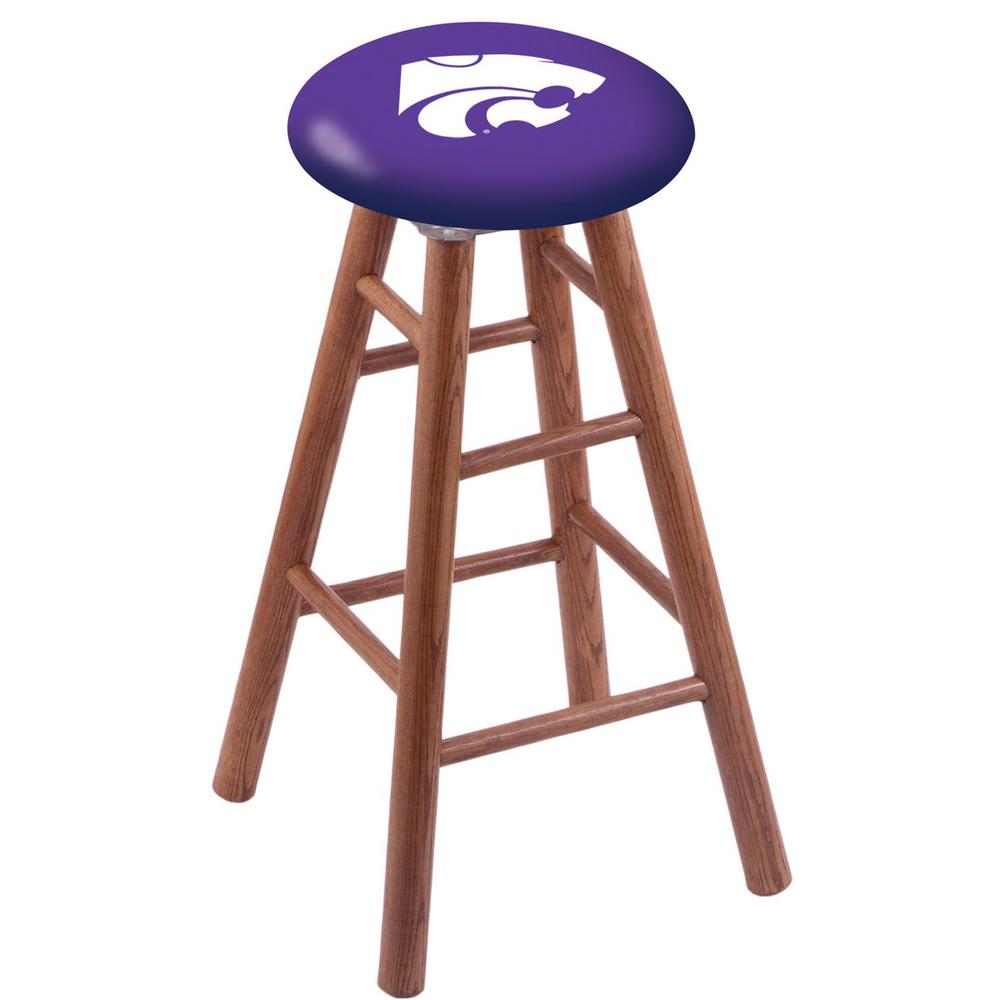 Oak Counter Stool in Medium Finish with Kansas State Seat. Picture 1
