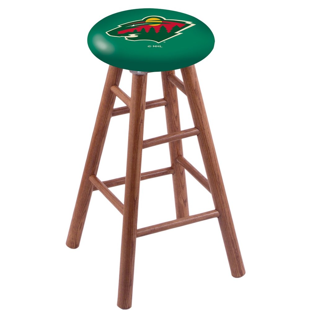 Oak Counter Stool in Medium Finish with Minnesota Wild Seat. Picture 1