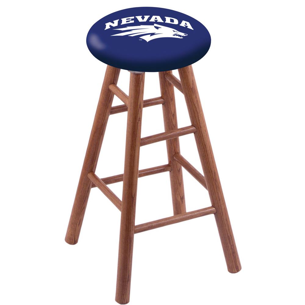 Oak Extra Tall Bar Stool in Medium Finish with Nevada Seat. Picture 1
