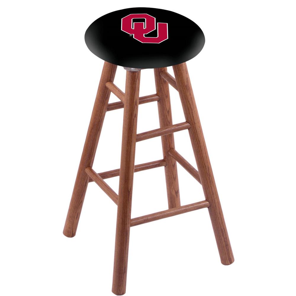Oak Extra Tall Bar Stool in Medium Finish with Oklahoma Seat. Picture 1