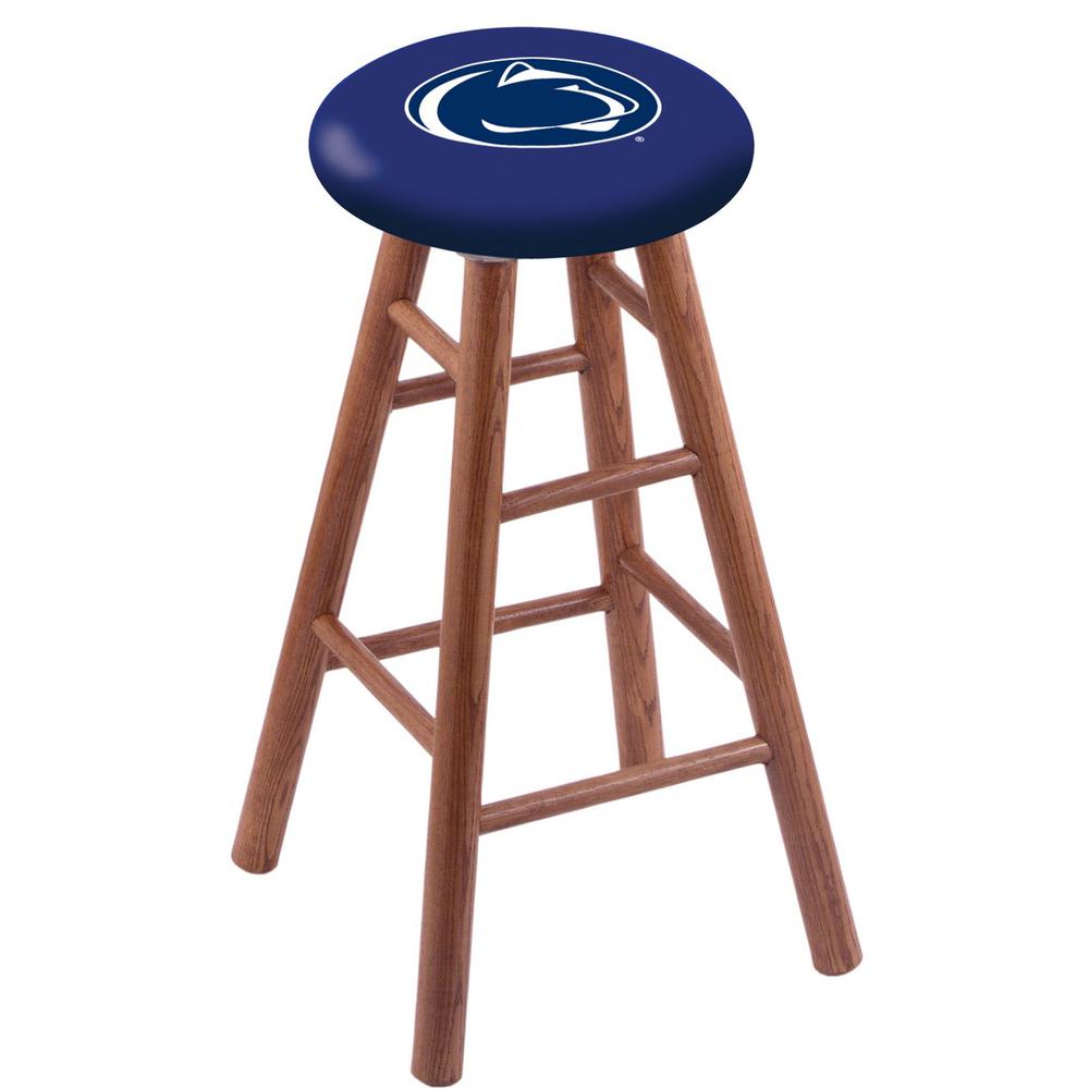 Oak Extra Tall Bar Stool in Medium Finish with Penn State Seat. Picture 1