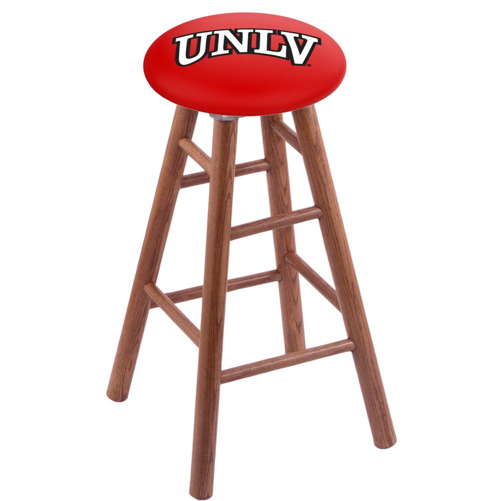Oak Counter Stool in Medium Finish with UNLV Seat. Picture 1