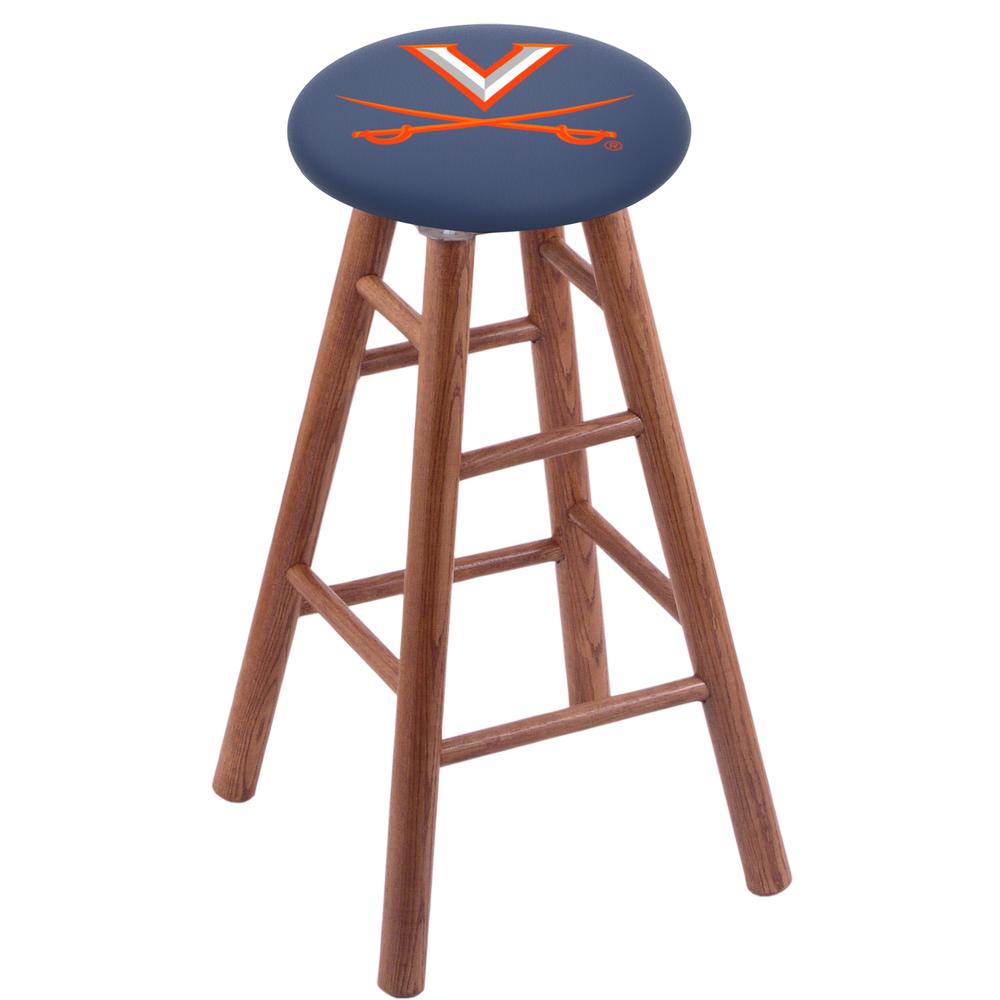 Oak Extra Tall Bar Stool in Medium Finish with Virginia Seat. Picture 1