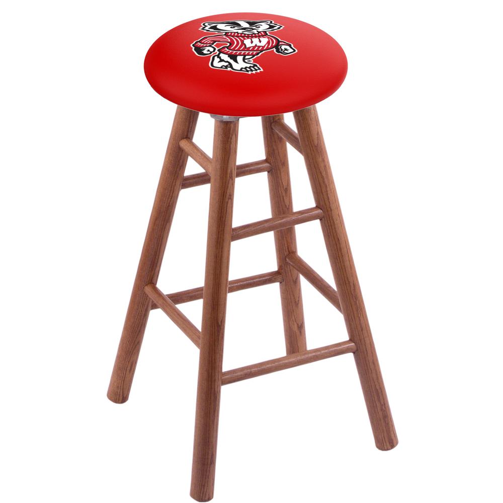 Oak Counter Stool in Medium Finish with Wisconsin "Badger" Seat. Picture 1