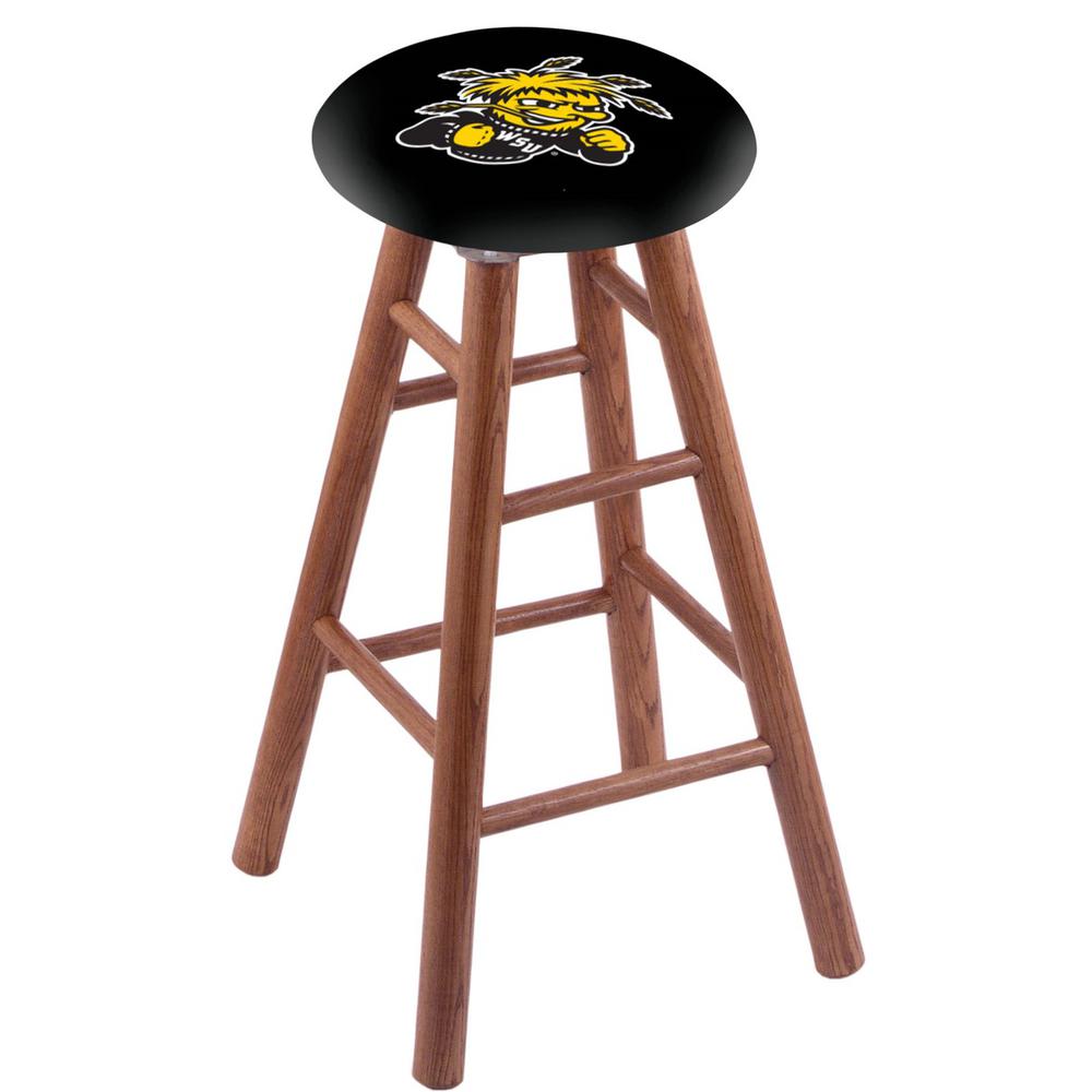 Oak Bar Stool in Medium Finish with Wichita State Seat. The main picture.