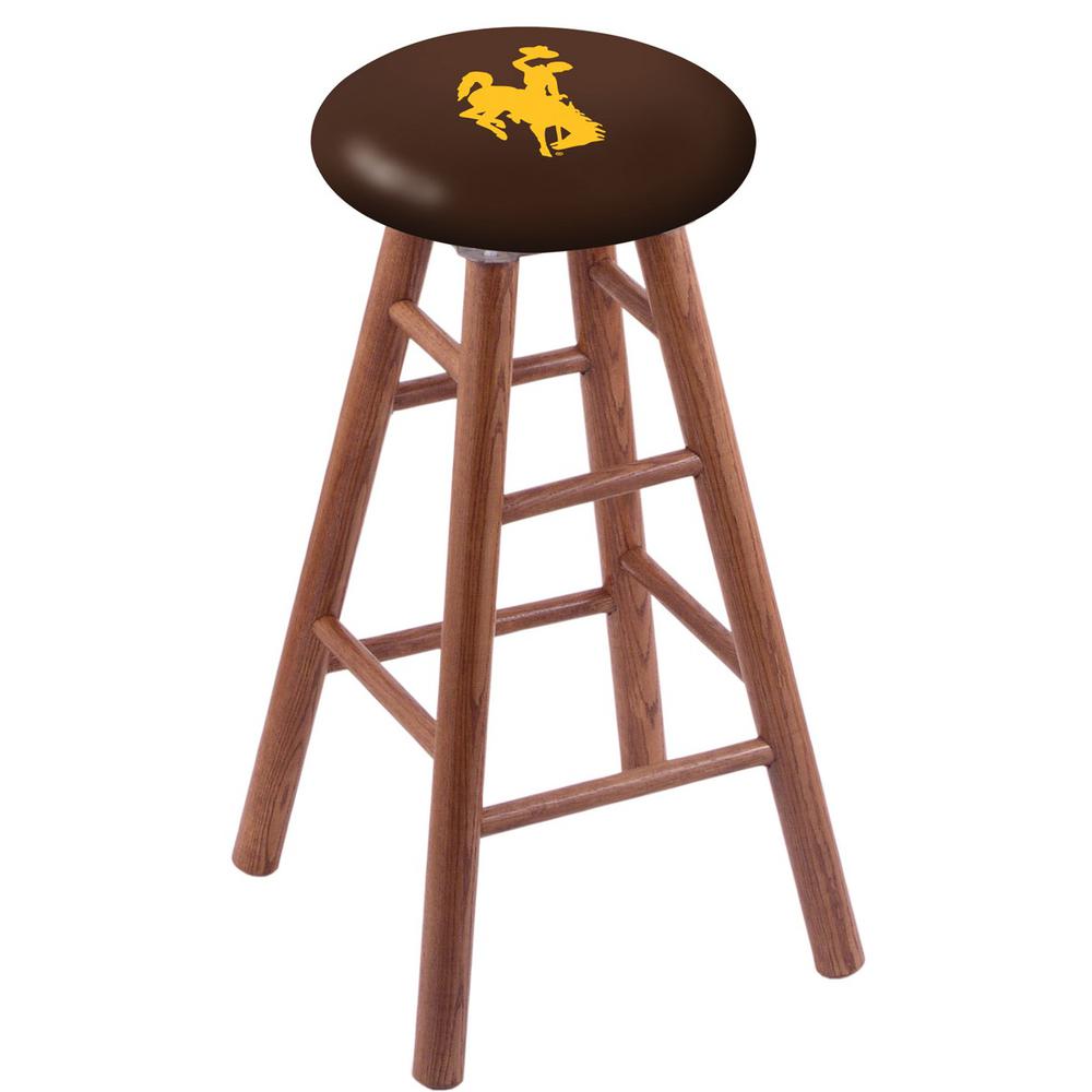 Oak Extra Tall Bar Stool in Medium Finish with Wyoming Seat. Picture 1