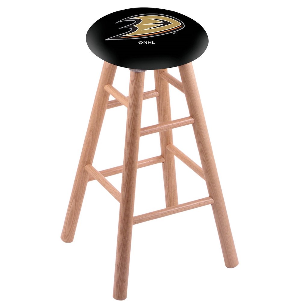 Oak Counter Stool in Natural Finish with Anaheim Ducks Seat. The main picture.