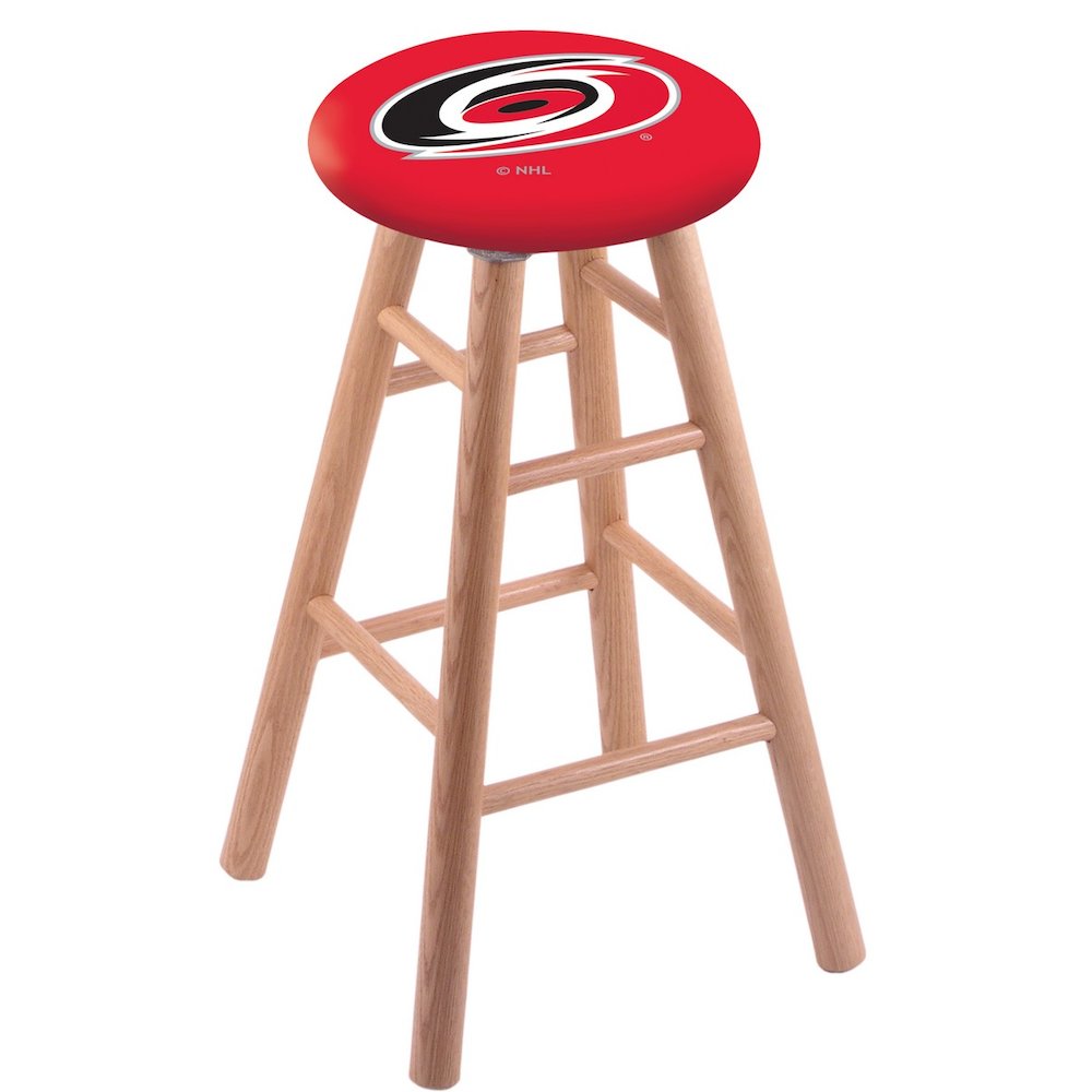 Oak Counter Stool in Natural Finish with Carolina Hurricanes Seat. Picture 1