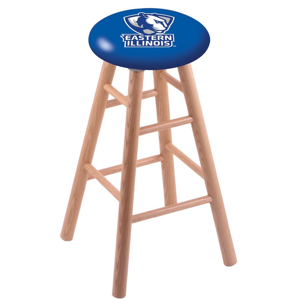 Oak Extra Tall Bar Stool in Natural Finish with Eastern Illinois Seat. The main picture.