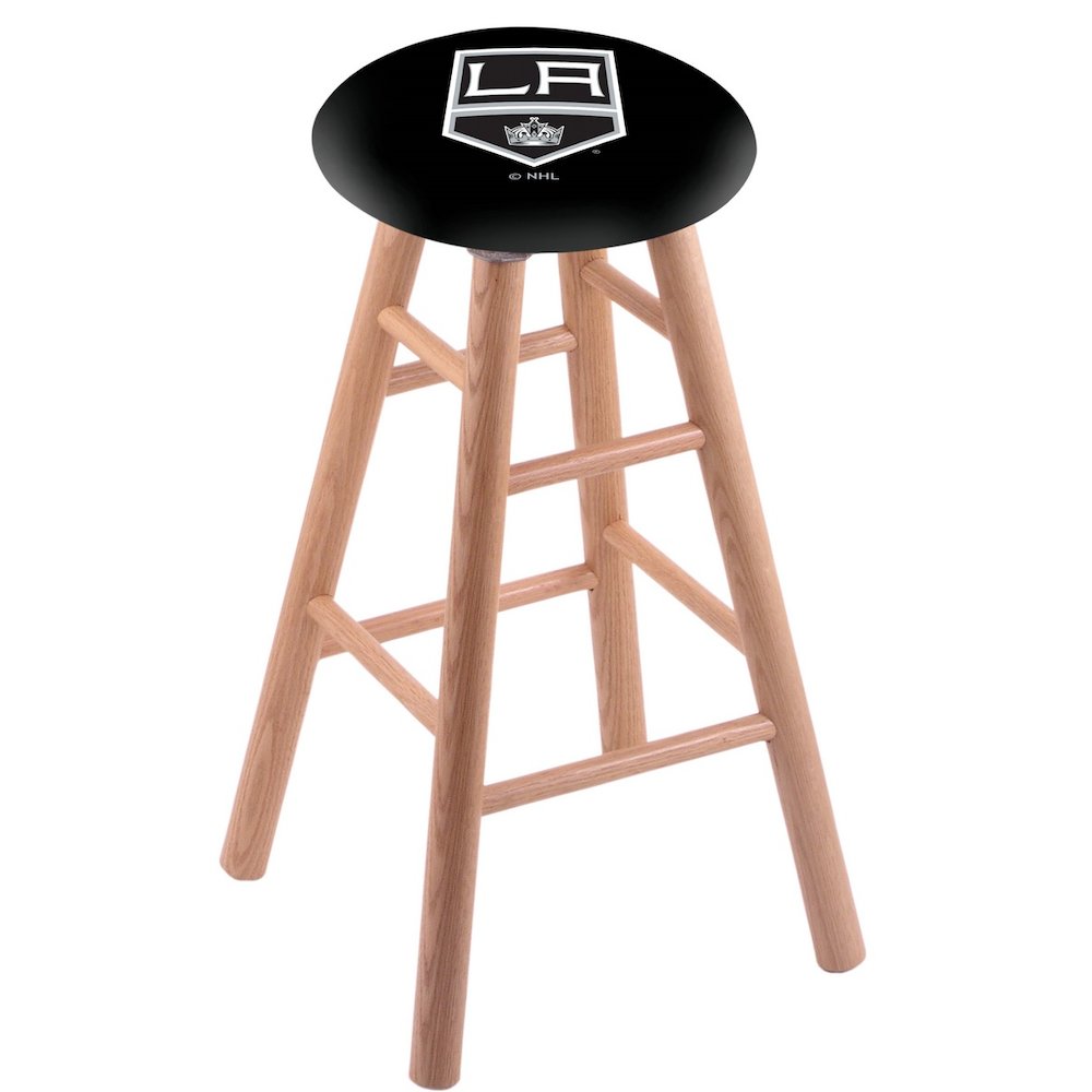Oak Extra Tall Bar Stool in Natural Finish with Los Angeles Kings Seat. The main picture.