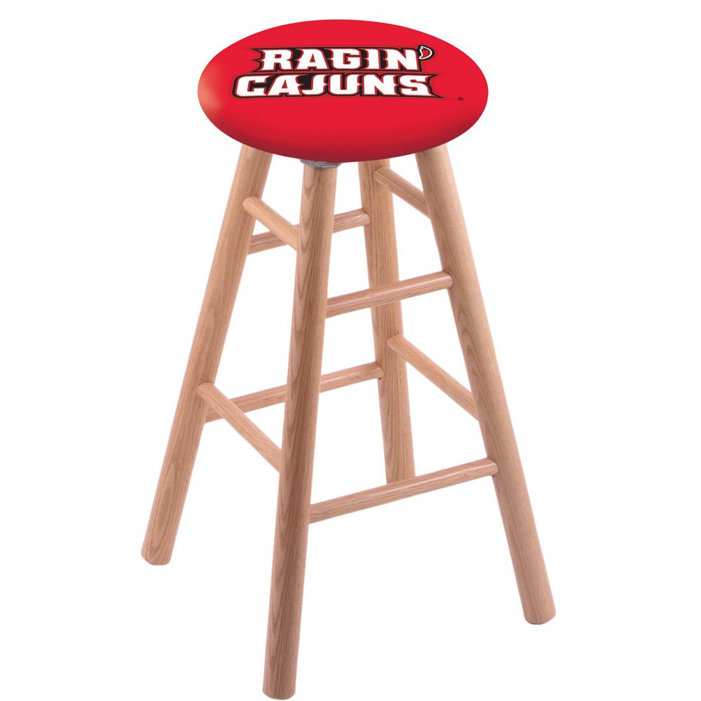 Oak Extra Tall Bar Stool in Natural Finish with Louisiana-Lafayette Seat. Picture 1