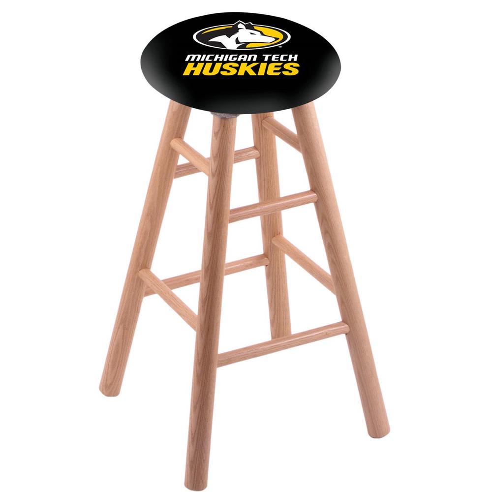 Oak Extra Tall Bar Stool in Natural Finish with Michigan Tech Seat. Picture 1