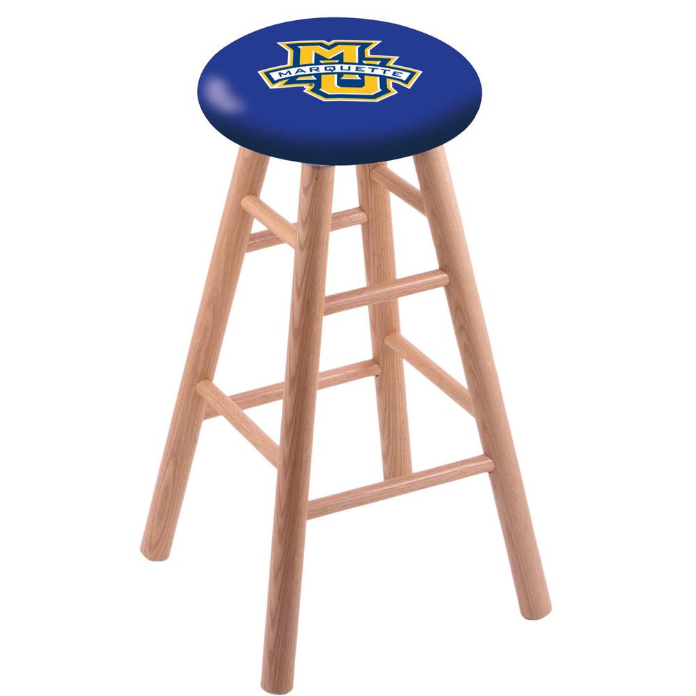 Oak Extra Tall Bar Stool in Natural Finish with Marquette University Seat. Picture 1