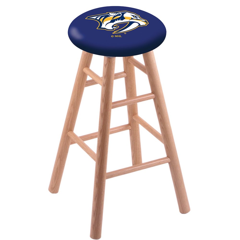 Oak Counter Stool in Natural Finish with Nashville Predators Seat. The main picture.