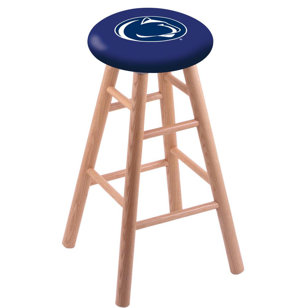 Oak Extra Tall Bar Stool in Natural Finish with Penn State Seat. The main picture.