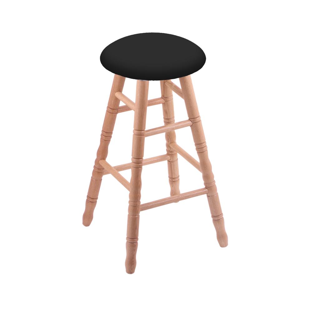 XL Oak Bar Stool in Natural Finish with Black Vinyl Seat. The main picture.