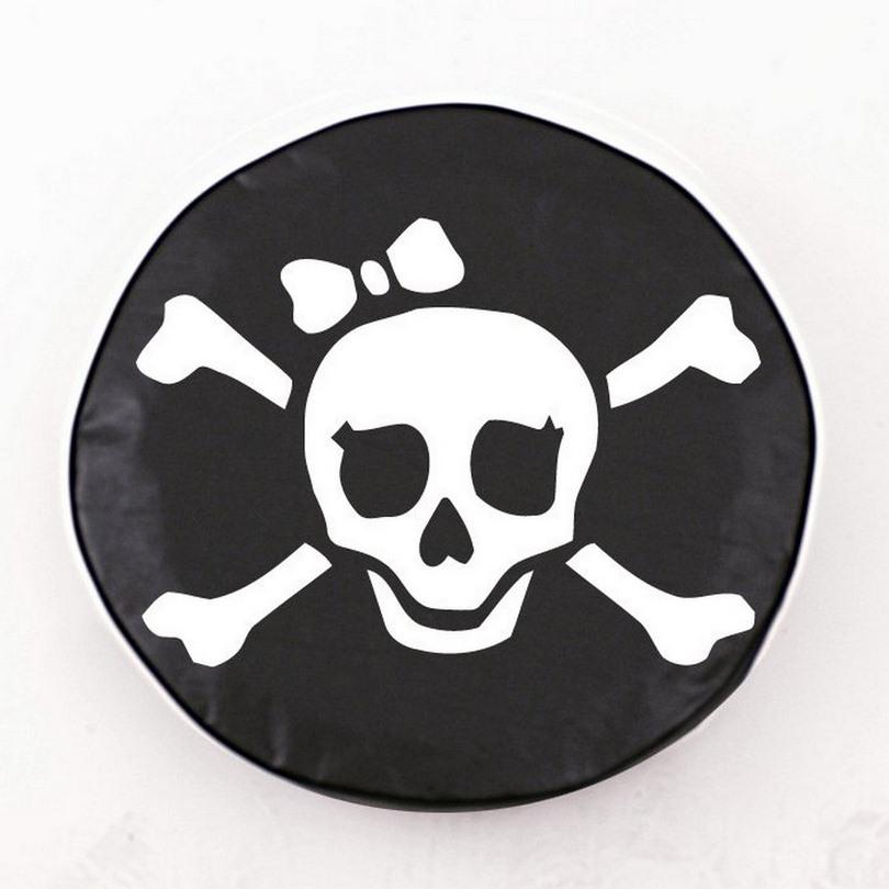 Pirate Girl (White on Black) Tire Cover. Picture 1