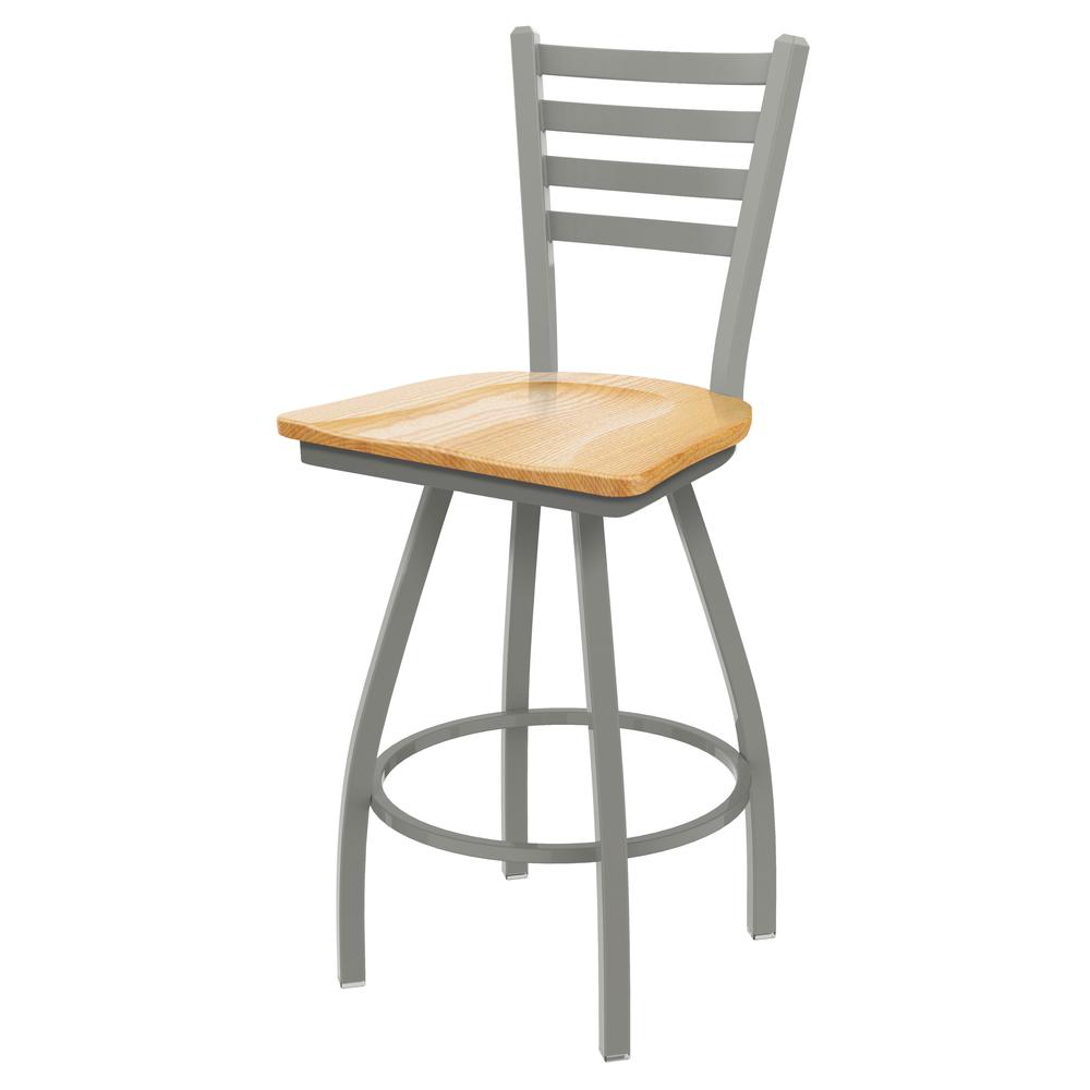 XL 410 Jackie 25" Swivel Counter Stool with Anodized Nickel Finish and Natural Oak Seat. Picture 1