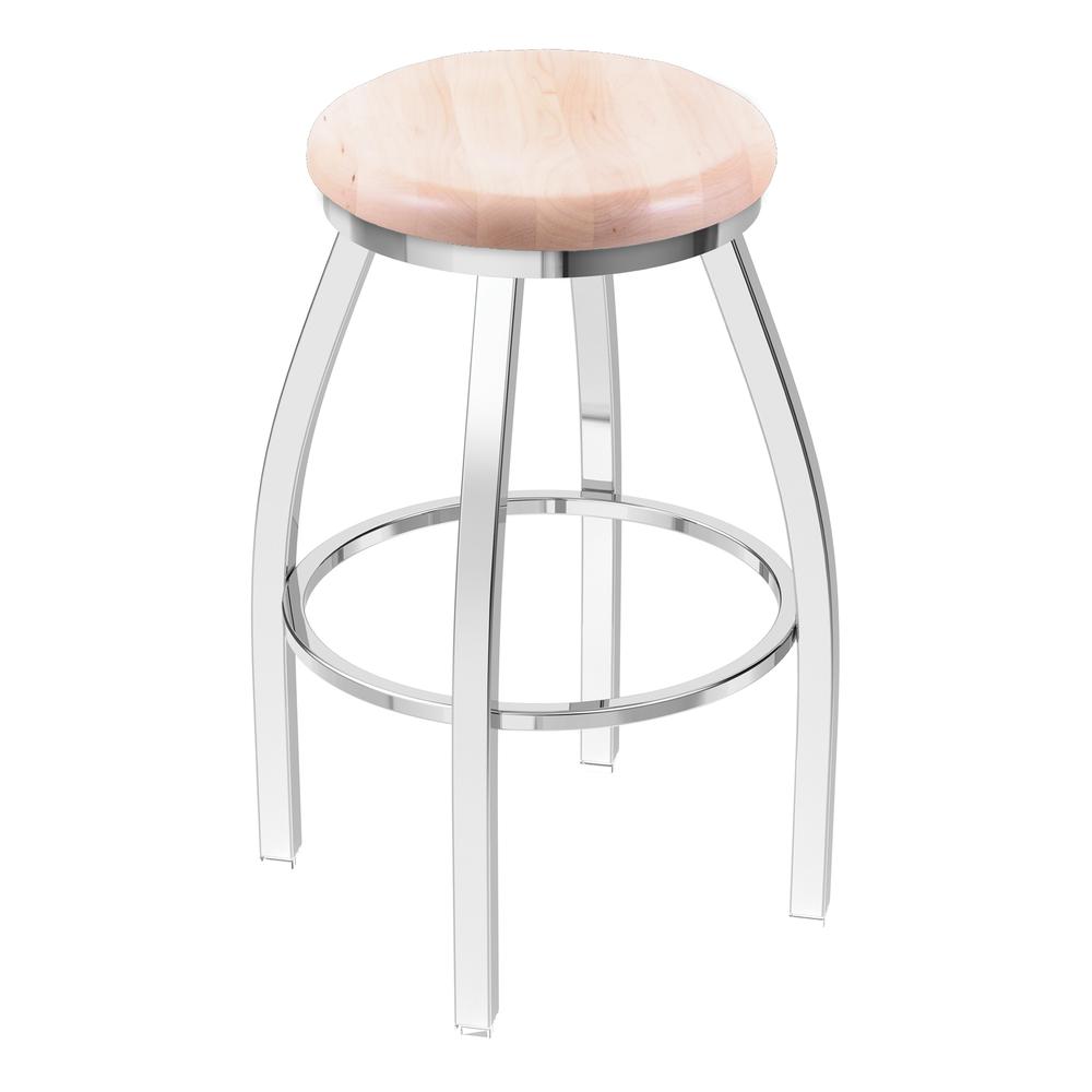 802 Misha 36" Swivel Extra Tall Bar Stool with Chrome Finish and Natural Maple Seat. The main picture.