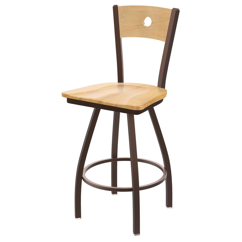 830 Voltaire 36" Swivel Counter Stool with Bronze Finish, Natural Back, and Natural Maple Seat. The main picture.