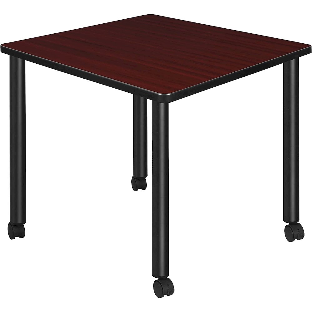 Kee 30" Square Mobile Breakroom Table- Mahogany/ Black. Picture 1