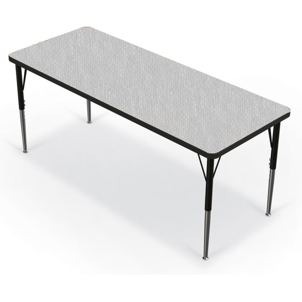 Activity Table - 24"X60" Rectangle - Gray Nebula Top Surface - Black Edgeband. Picture 1