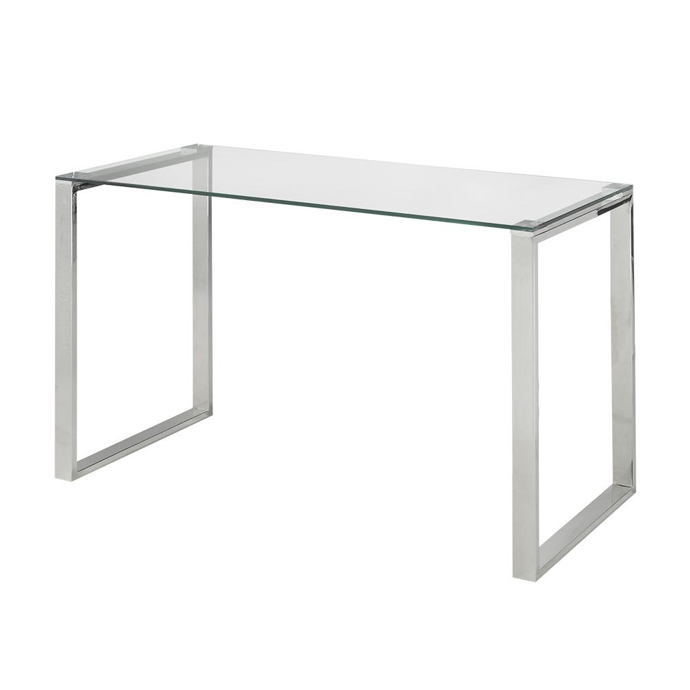 Uptown Club Wise Silver Glass Writing Desk. Picture 1