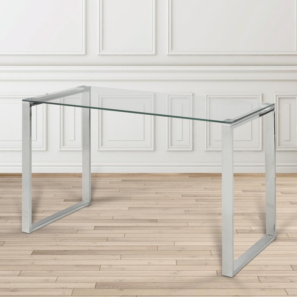 Uptown Club Wise Silver Glass Writing Desk. Picture 3